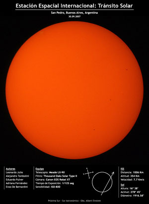 ISS Tr�nsito Solar [195 kb] :: Sur Astron�mico