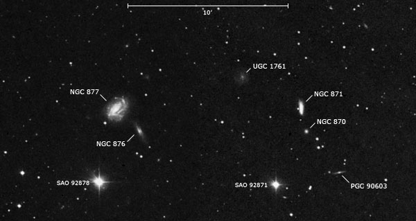 Área de las galaxias NGC 877, NGC 876 y NGC 871