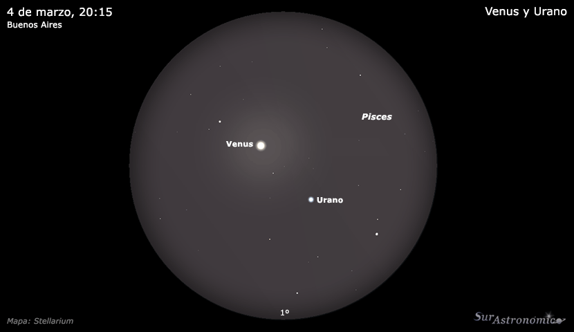 Venus y Urano: conjunción