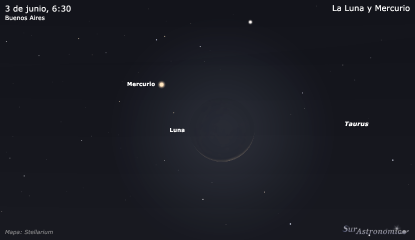 La Luna y Mercurio: conjunción