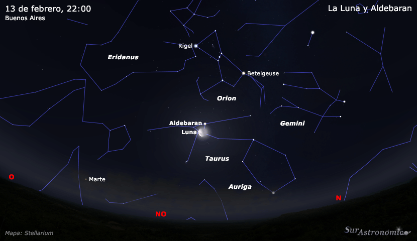 La Luna y Aldebaran
