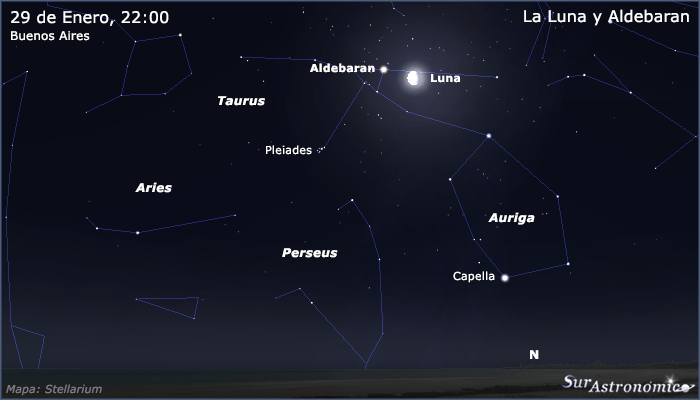 La Luna y Aldebaran